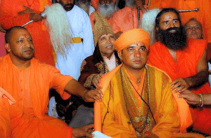 Mahant Balaknath Yogi with yogi aadityanath and Baba Ramdev